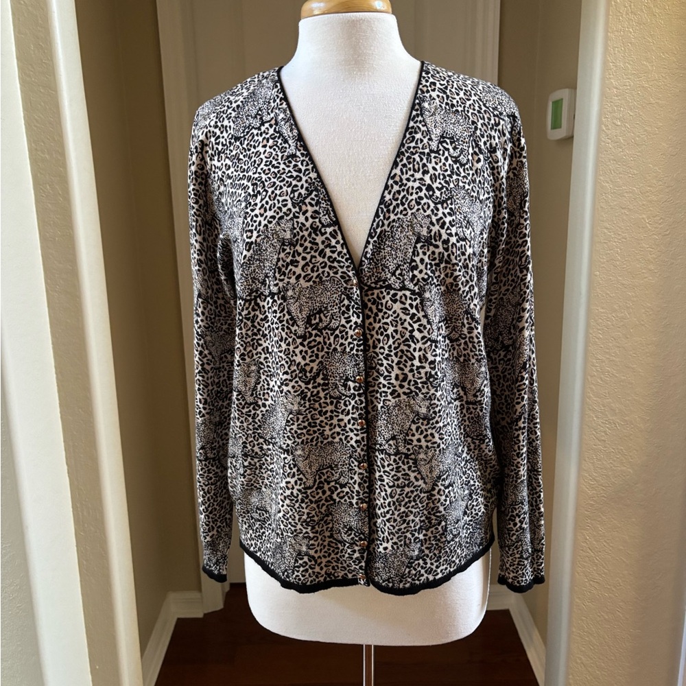 Leo & Ugo Cheetah Print Cardigan Sweater